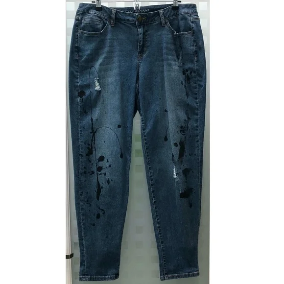🎉3HP🎉 LANE BRYANT Low Rise Boyfriend Jeans Distressed Deconstructed Stretch 16 - Picture 2 of 16